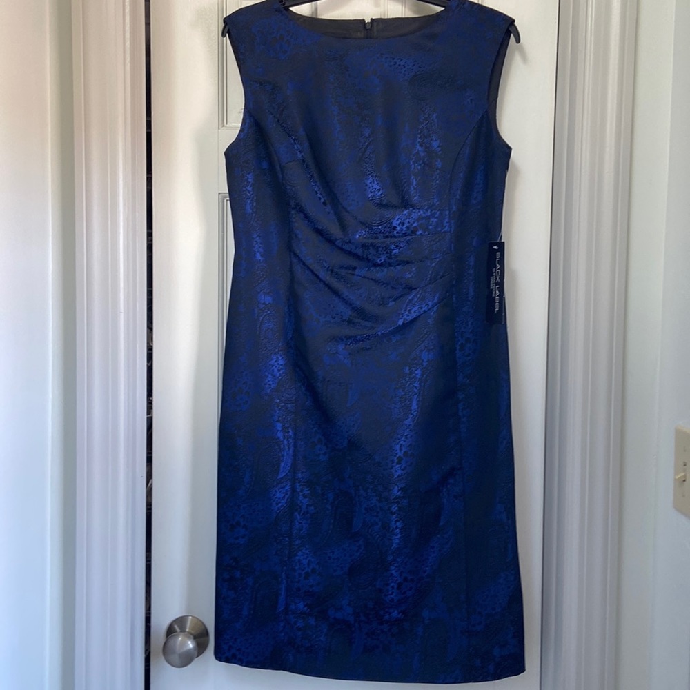 Sleeveless black and royal blue dress